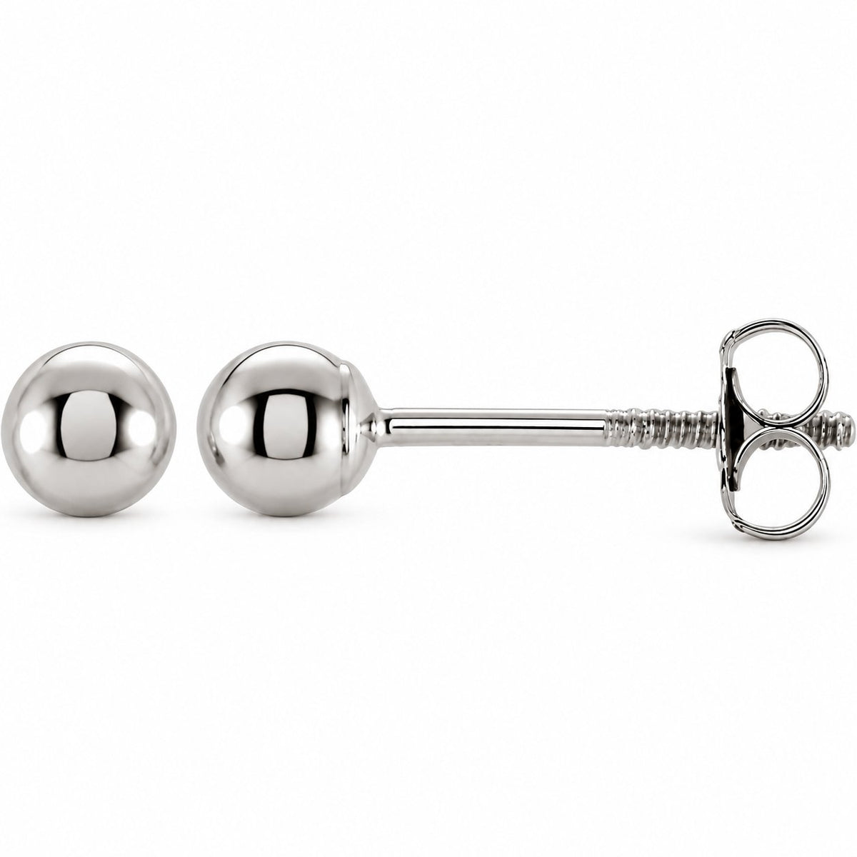 Ball Earrings — 14K White Gold — 3 mm — view 1