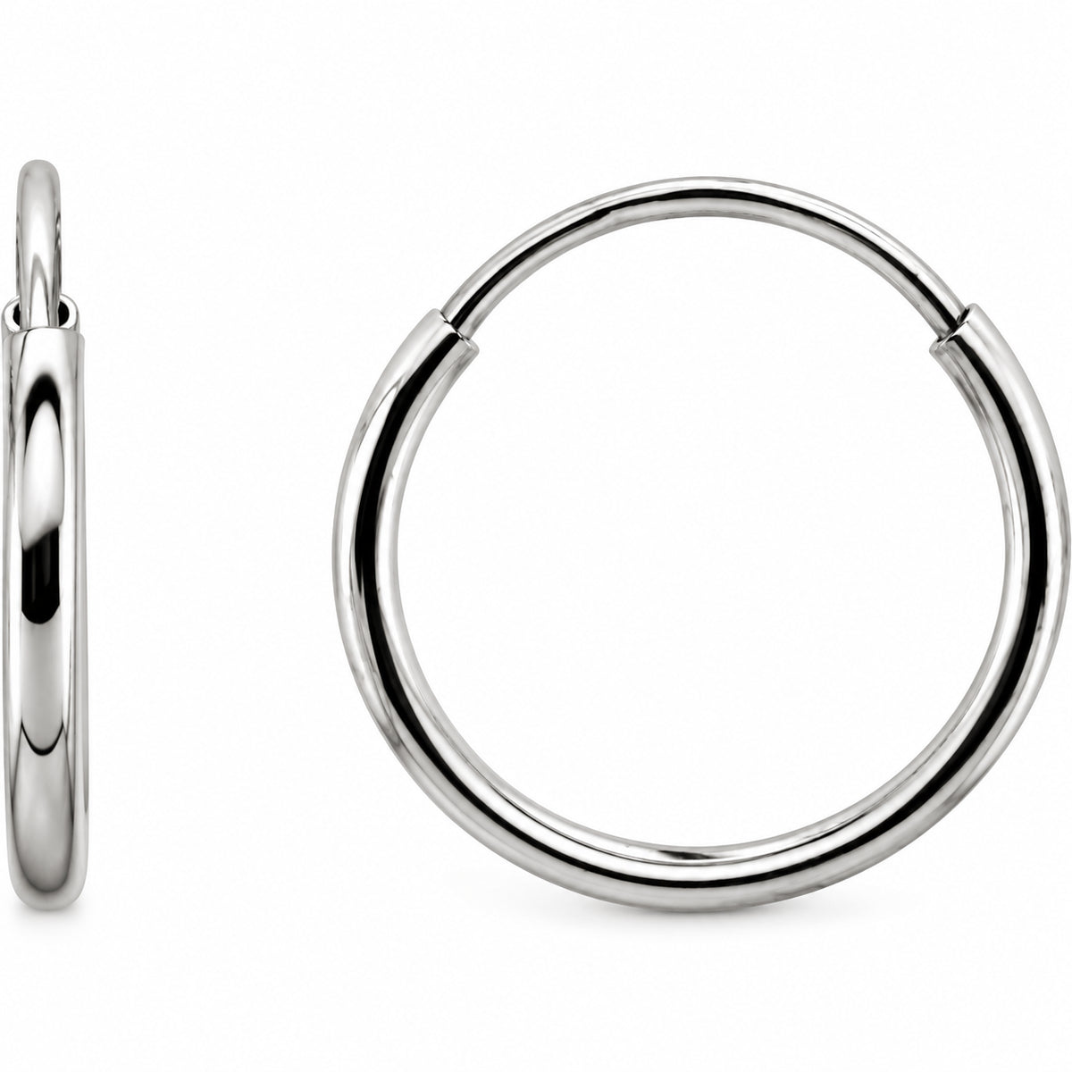 Endless Tube Hoop Earrings — 14K White Gold — 10 mm — view 1