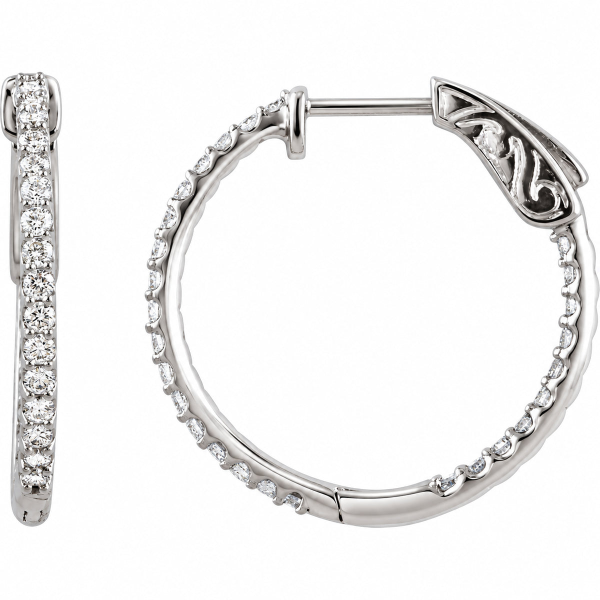 Inside-Outside Hoop Earrings — 14K White Gold — 23 mm — view 1