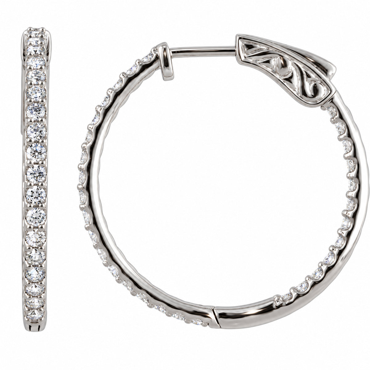 Inside-Outside Hoop Earrings — 14K White Gold — 26.5 mm — view 1