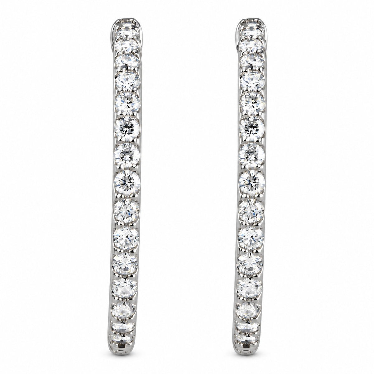 14K Gold 29.5 mm Lab-Grown Diamond Inside-Outside Hoop Earrings — 14K White Gold, view 2