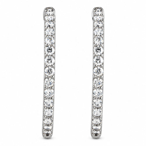 14K Gold 29.5 mm Lab-Grown Diamond Inside-Outside Hoop Earrings — 14K White Gold, view 2