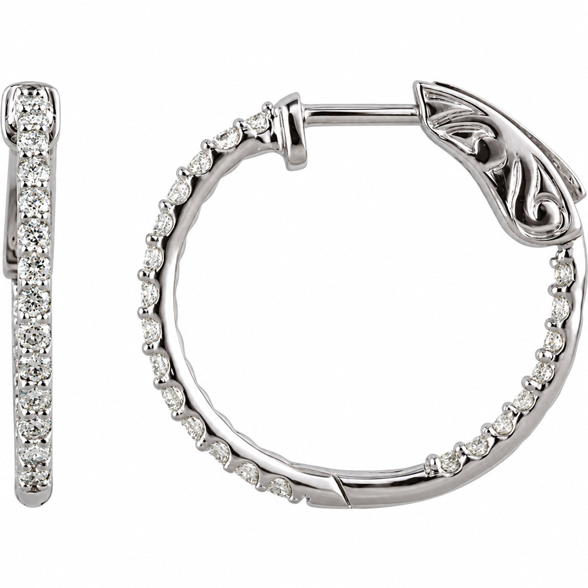 Inside-Outside Hoop Earrings — 14K White Gold — 19 mm — view 1