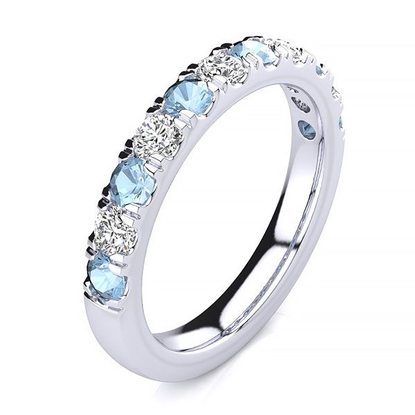3.2mm Aquamarine Diamond Ring