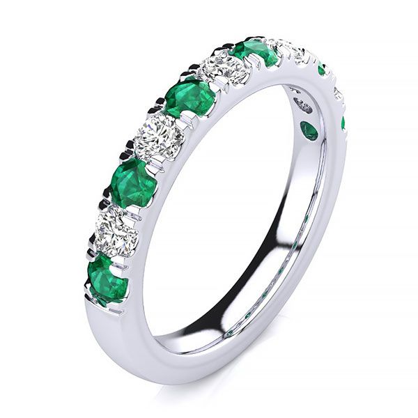 3.2mm Emerald Diamond Ring