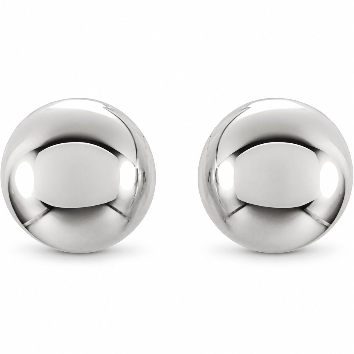 14K Gold 4 mm Ball Stud Earrings with Threaded Backs — 14K White Gold, view 2