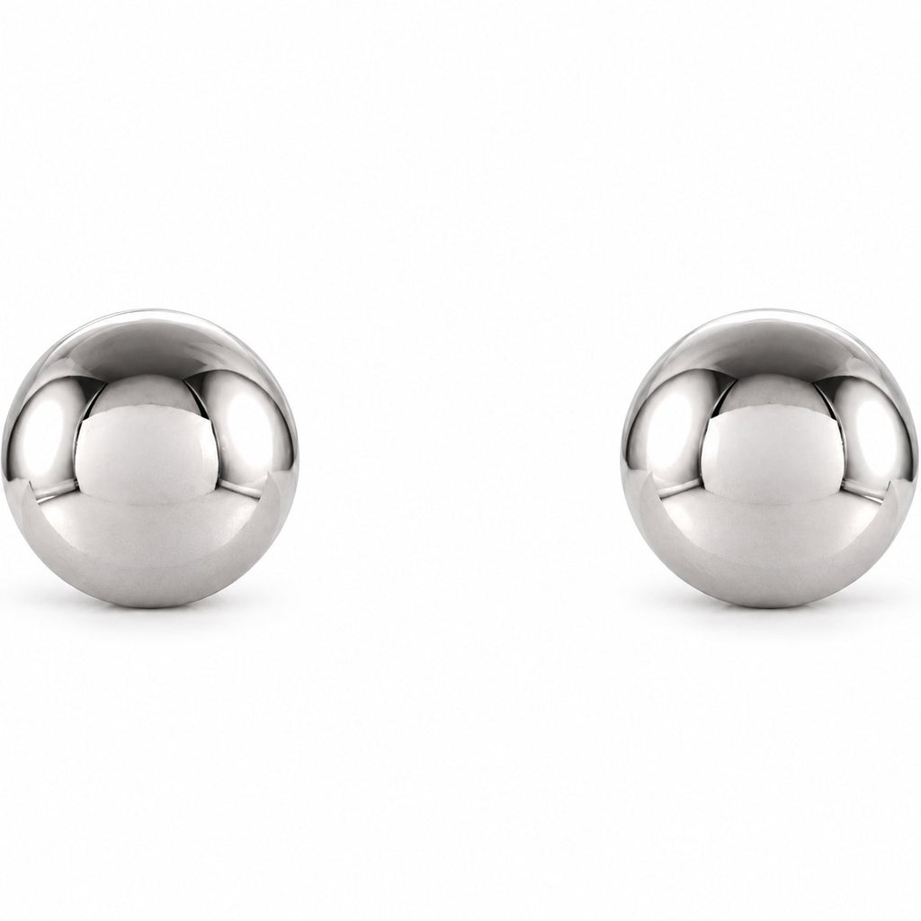 Ball Earrings — 14K White Gold — 3 mm — view 2