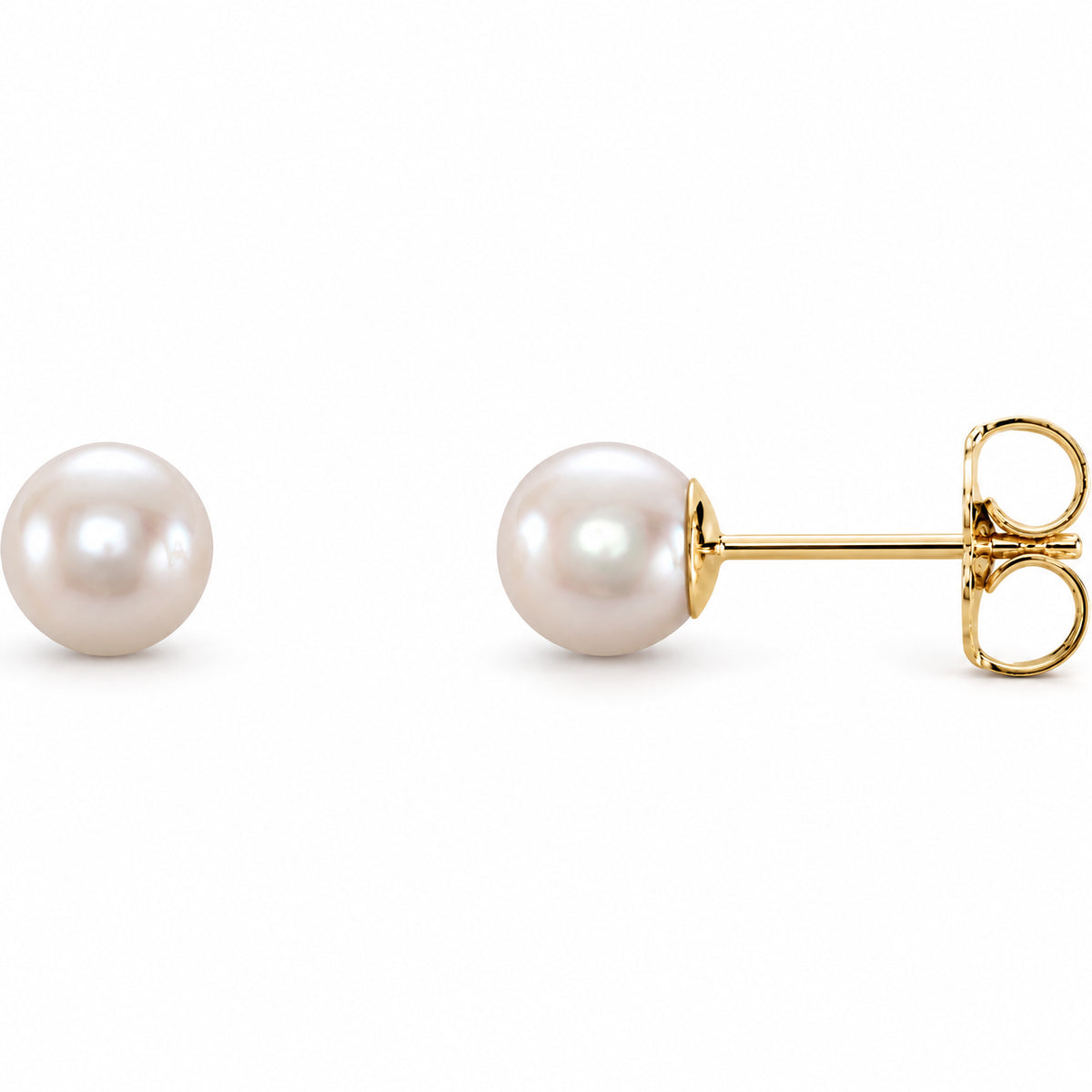 Pearl Stud Earrings — 14K Yellow Gold — 5.0-5.5 mm — view 1