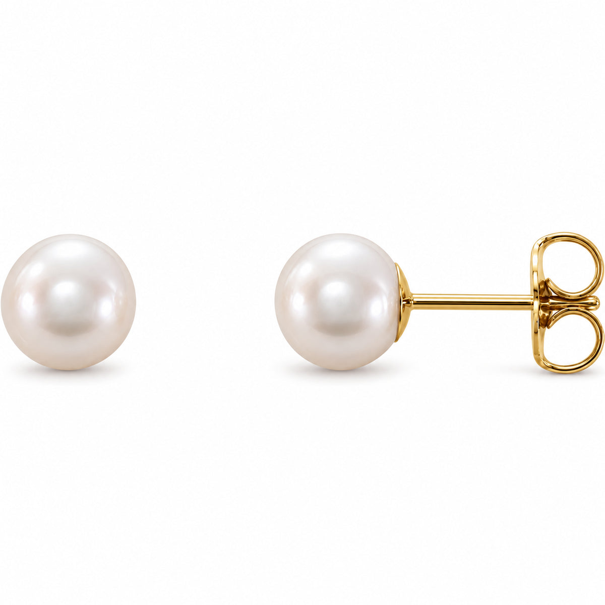 Pearl Stud Earrings — 14K Yellow Gold — 6.0-6.5 mm — view 1