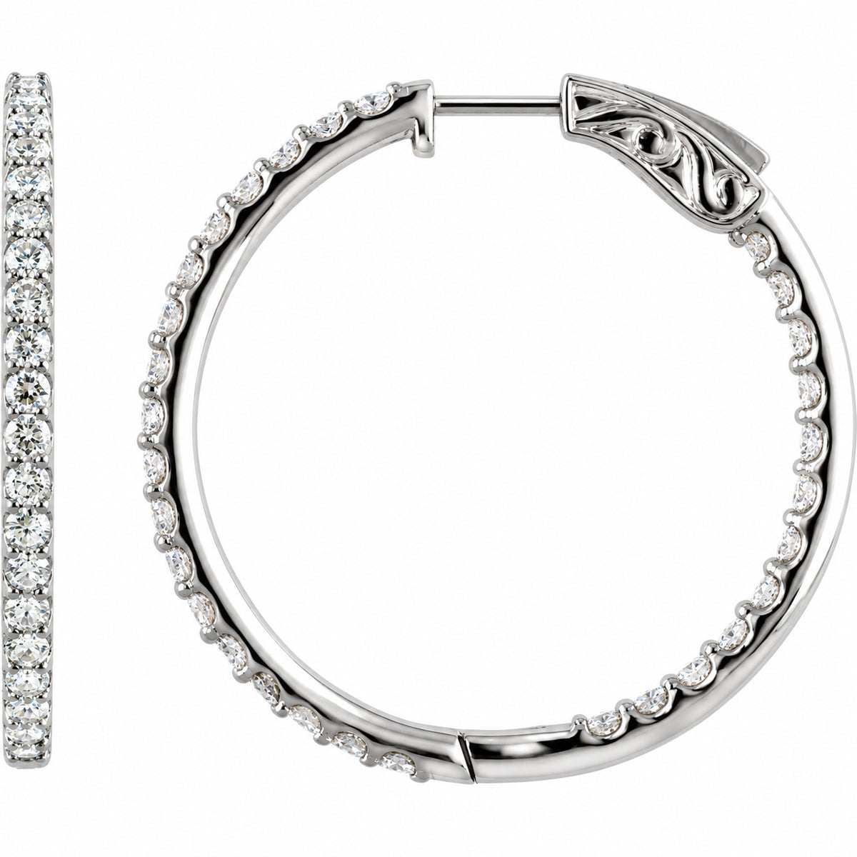 Inside-Outside Hoop Earrings — 14K White Gold — 41.5 mm — view 1