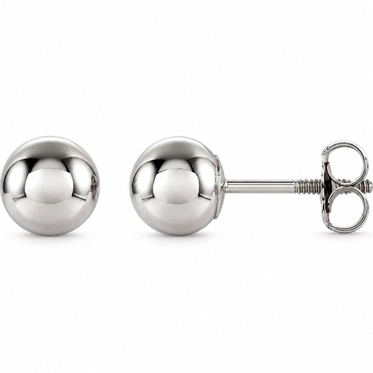 Ball Earrings — 14K White Gold — 5 mm — view 1