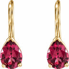 14K Gold Rhodolite Garnet Leverback Drop Earrings — 14K Yellow Gold, view 2