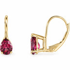 14K Gold Rhodolite Garnet Leverback Drop Earrings — 14K Yellow Gold, view 1