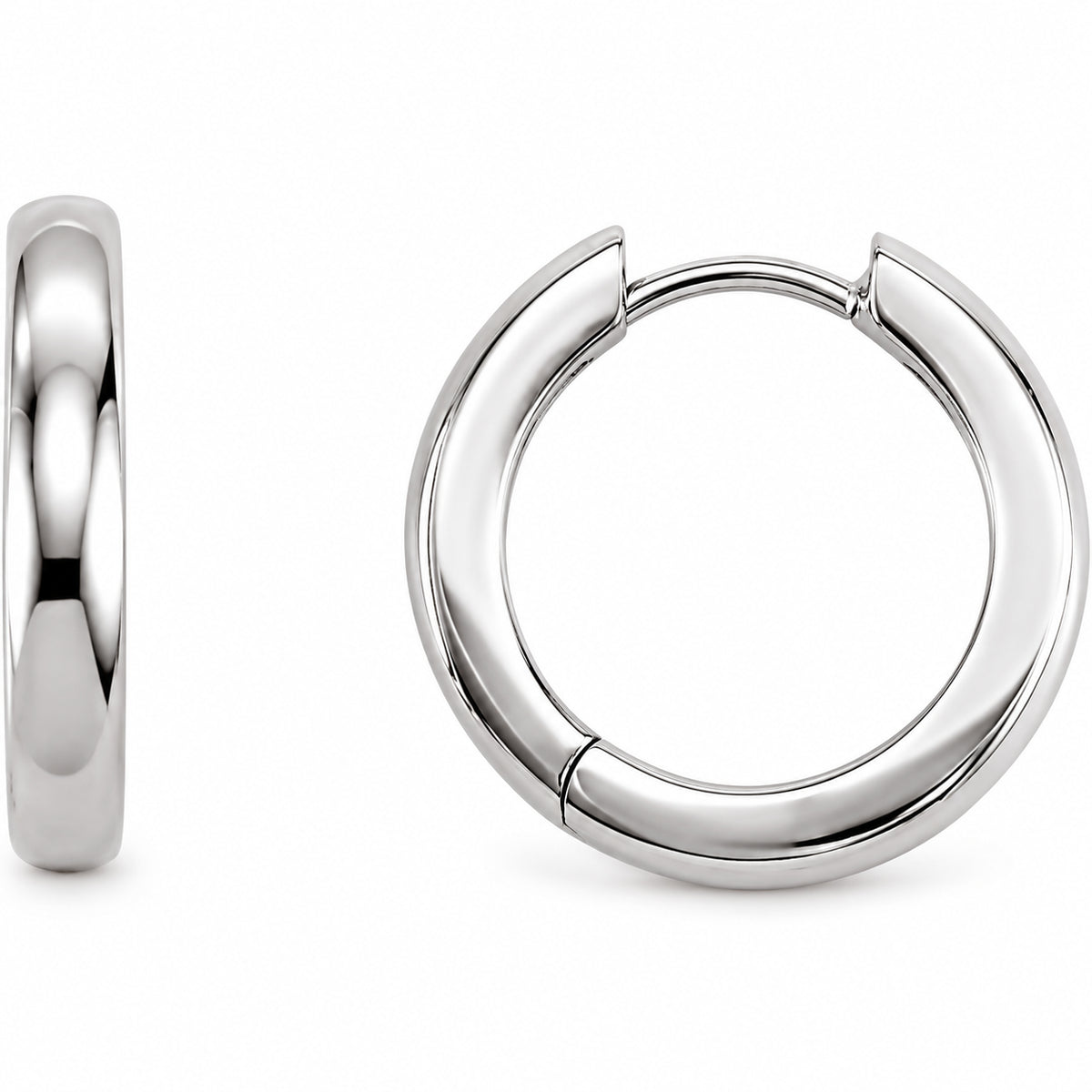 Hinged Hoop Earrings — 14K White Gold — 16 mm — view 1