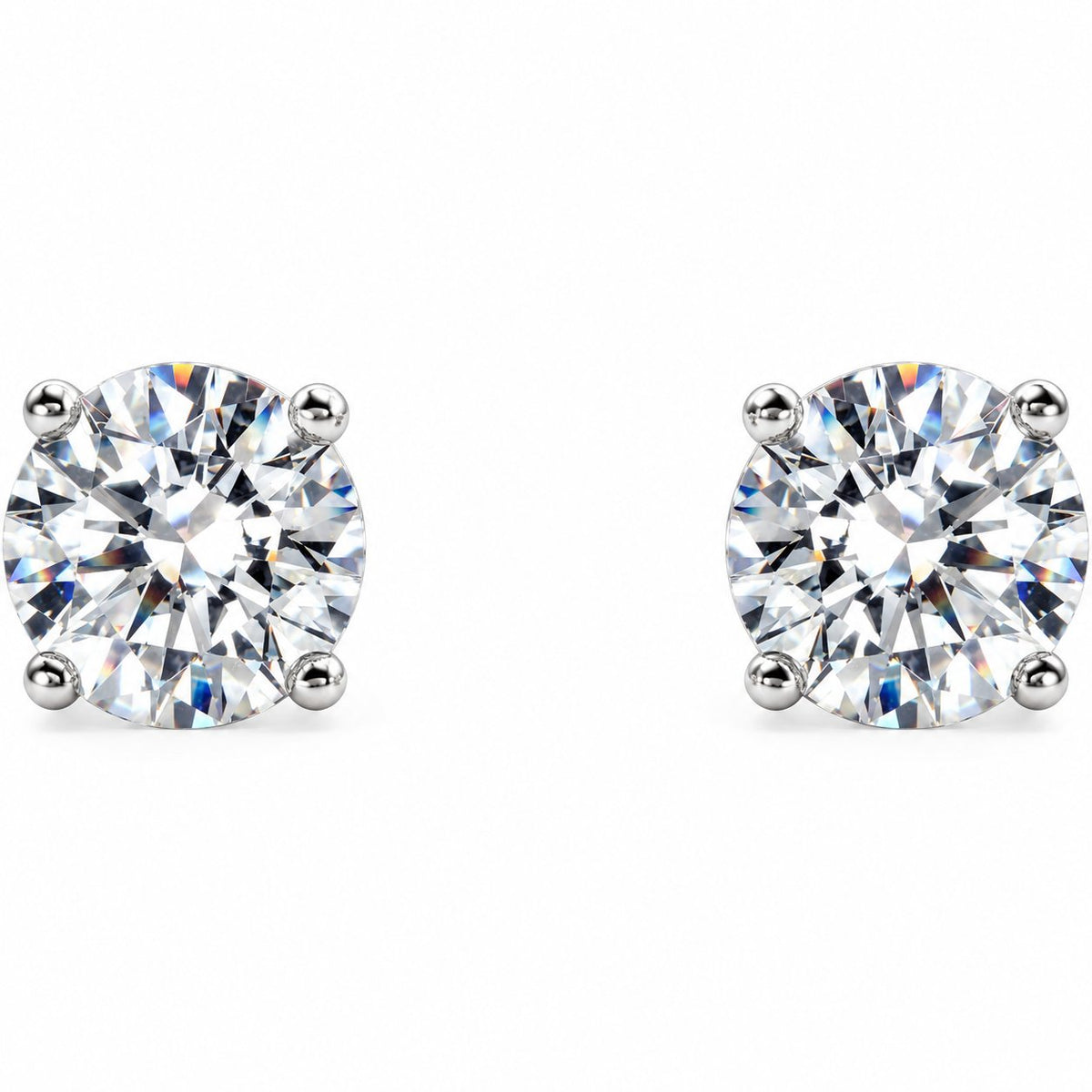 14K Gold 1 1/2 CTW Lab-Grown Diamond 4-Prong Cocktail Stud Earrings — 14K White Gold, view 2