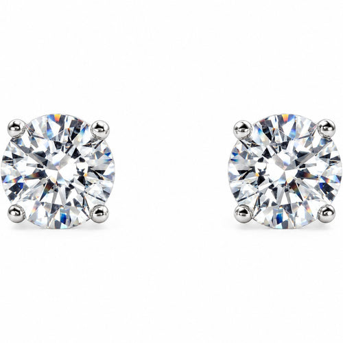 14K Gold 1 1/2 CTW Lab-Grown Diamond 4-Prong Cocktail Stud Earrings — 14K White Gold, view 2