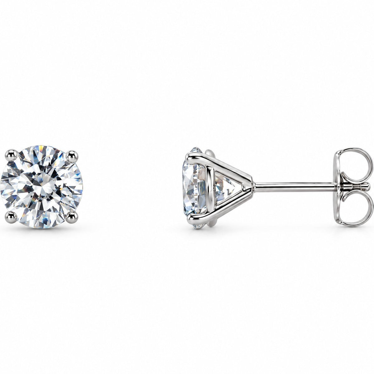 14K Gold 1 1/2 CTW Lab-Grown Diamond 4-Prong Cocktail Stud Earrings — 14K White Gold, view 1