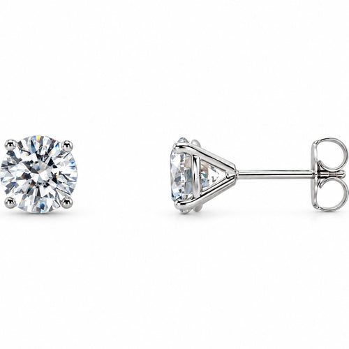 14K Gold 1 1/2 CTW Lab-Grown Diamond 4-Prong Cocktail Stud Earrings — 14K White Gold, view 1