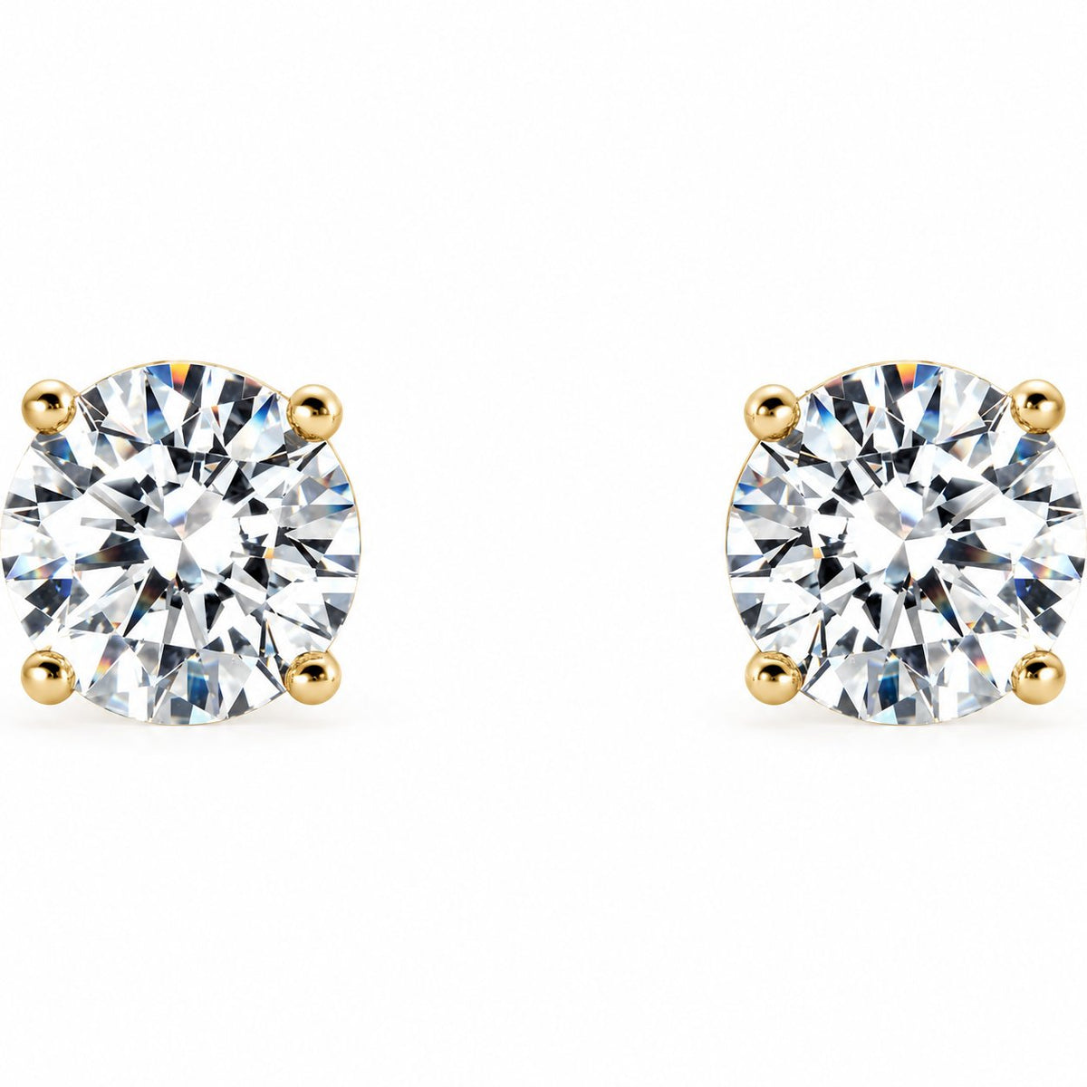 14K Gold 1 1/2 CTW Lab-Grown Diamond 4-Prong Cocktail Stud Earrings — 14K Yellow Gold, view 2