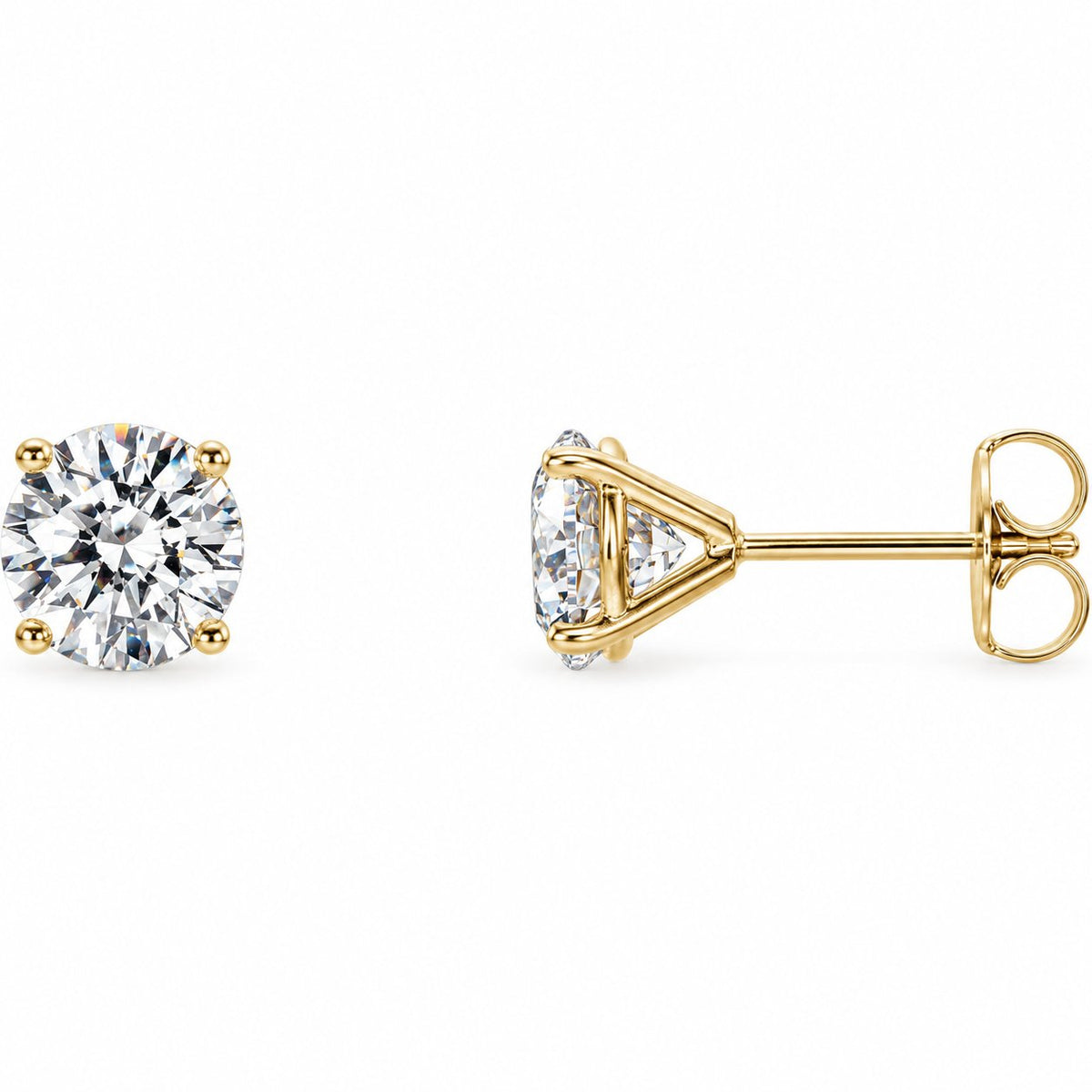 14K Gold 1 1/2 CTW Lab-Grown Diamond 4-Prong Cocktail Stud Earrings — 14K Yellow Gold, view 1