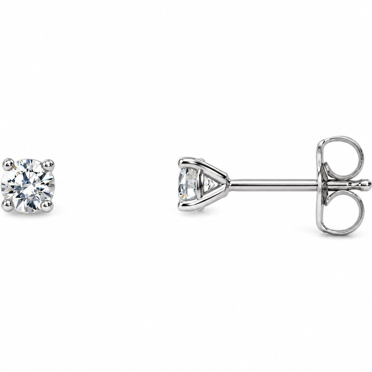 Round 4-Prong Cocktail-Style Stud Earrings — 14K White Gold — 3mm — 1/5 CTW — view 1