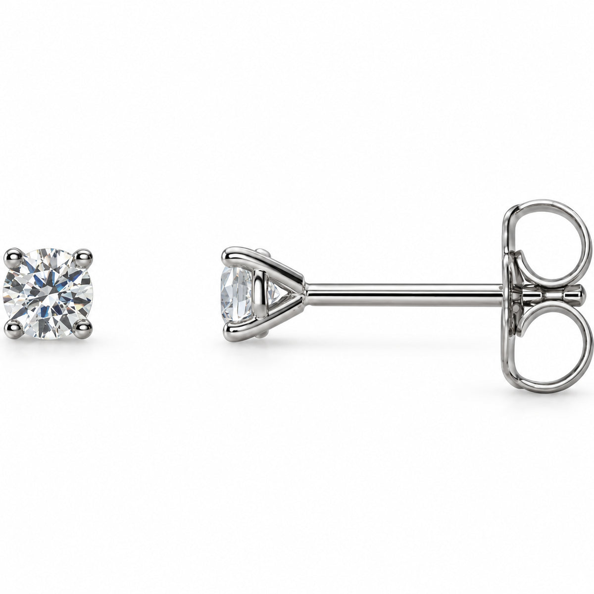 Round 4-Prong Cocktail-Style Stud Earrings — 14K White Gold — 2.5mm — 1/8 CTW — view 1