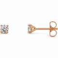 Round 4-Prong Cocktail-Style Stud Earrings — 14K Rose Gold — 2.5mm — 1/8 CTW — view 1
