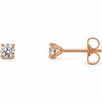 Round 4-Prong Cocktail-Style Stud Earrings — 14K Rose Gold — 2.5mm — 1/8 CTW — view 1
