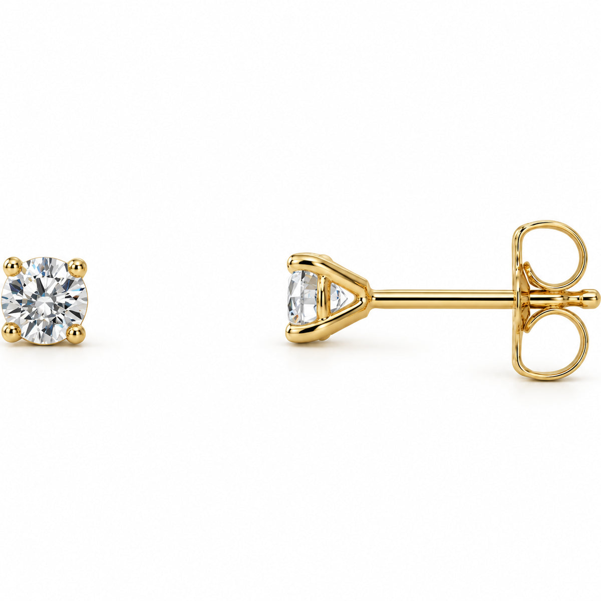 Round 4-Prong Cocktail-Style Stud Earrings — 14K Yellow Gold — 2.5mm — 1/8 CTW — view 1