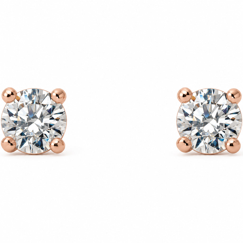 Round 4-Prong Cocktail-Style Stud Earrings — 14K Rose Gold — 2.5mm — 1/8 CTW — view 2