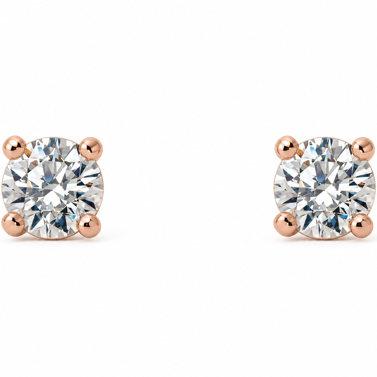 Round 4-Prong Cocktail-Style Stud Earrings — 14K Rose Gold — 2.5mm — 1/8 CTW — view 2