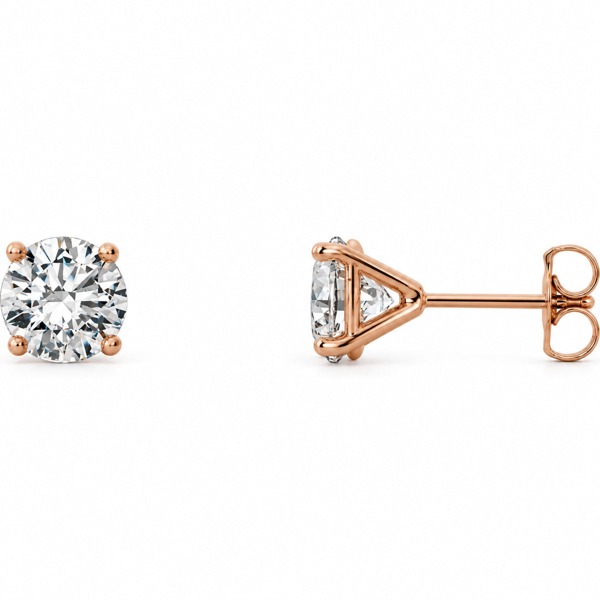 14K Gold 1 1/2 CTW Lab-Grown Diamond 4-Prong Cocktail Stud Earrings — 14K Rose Gold, view 1