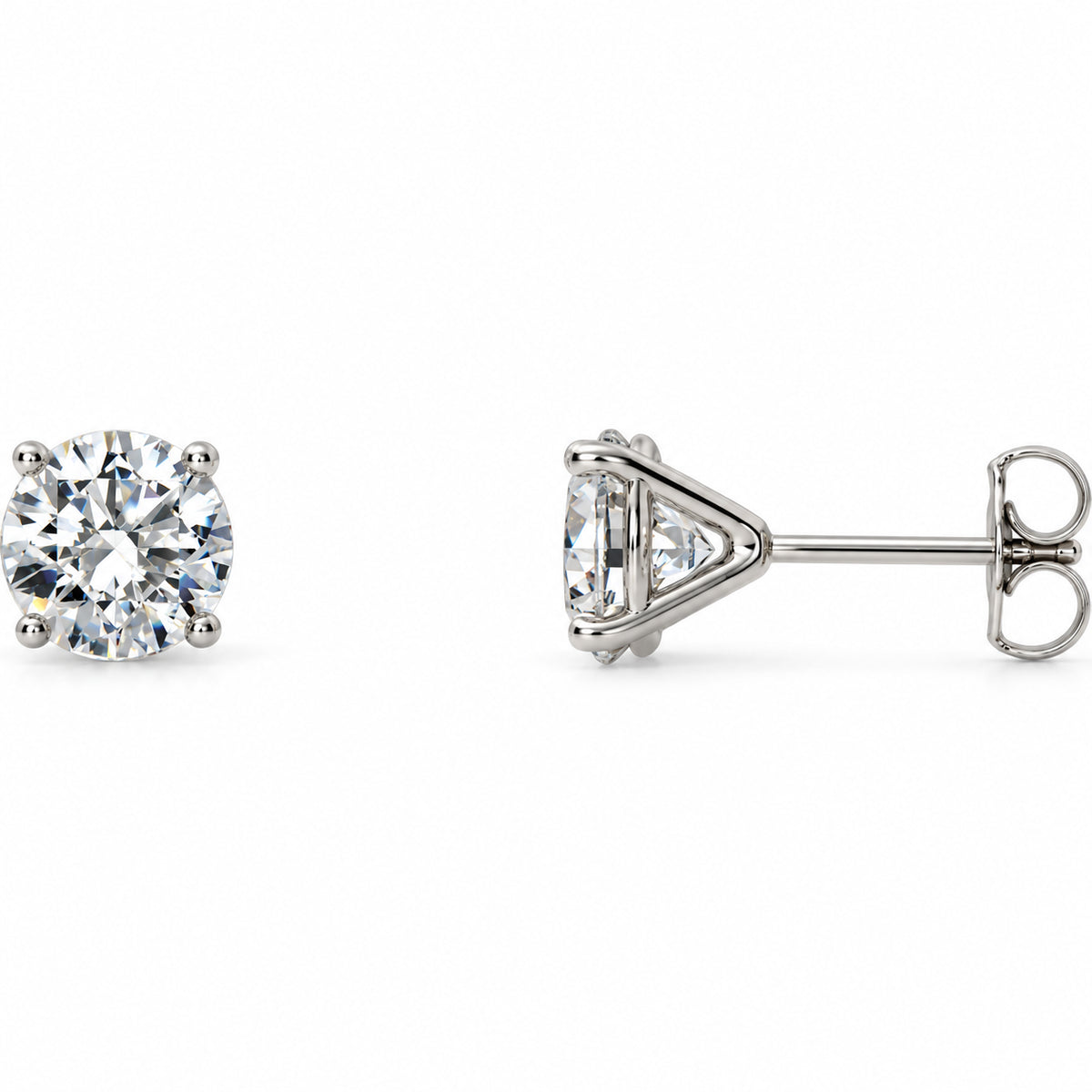 Round 4-Prong Cocktail-Style Stud Earrings — 14K White Gold — 4mm — 1/2 CTW — view 1
