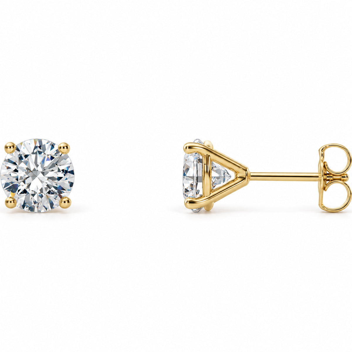 Round 4-Prong Cocktail-Style Stud Earrings — 14K Yellow Gold — 4mm — 1/2 CTW — view 1