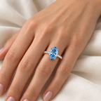 rose gold on-hand — 5 ct Fancy Vivid Blue oval lab-grown diamond ring
