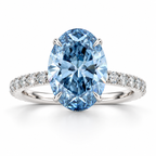White Gold front view — 5 ct Fancy Vivid Blue oval lab-grown diamond ring