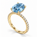 yellow gold angle — 5 ct Fancy Vivid Blue oval lab-grown diamond ring