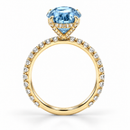 yellow gold side — 5 ct Fancy Vivid Blue oval lab-grown diamond ring
