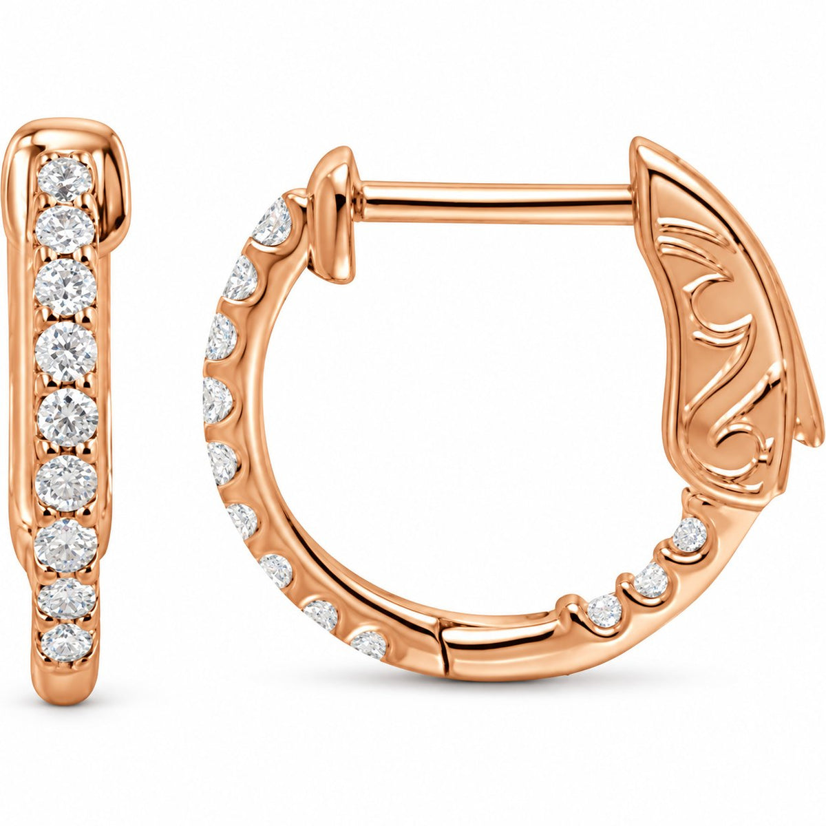 Inside-Outside Hoop Earrings — 14K Rose Gold — 14.5 mm — view 1