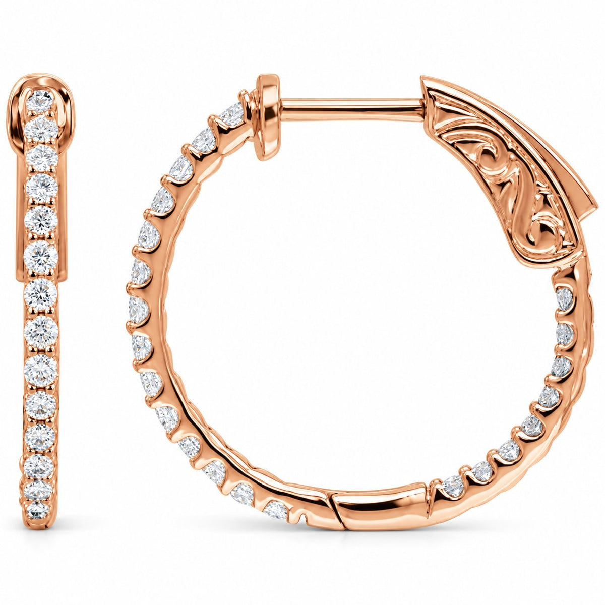 Inside-Outside Hoop Earrings — 14K Rose Gold — 19 mm — view 1