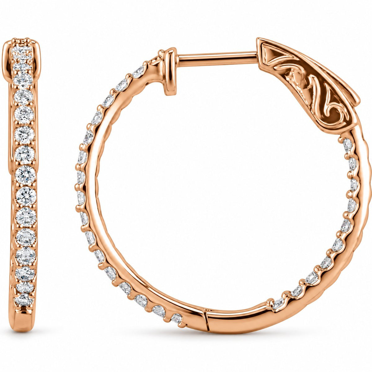 Inside-Outside Hoop Earrings — 14K Rose Gold — 23 mm — view 1