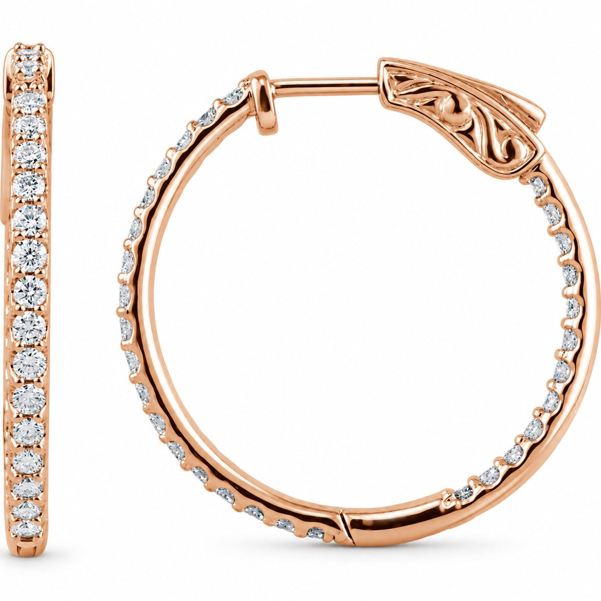 Inside-Outside Hoop Earrings — 14K Rose Gold — 26.5 mm — view 1