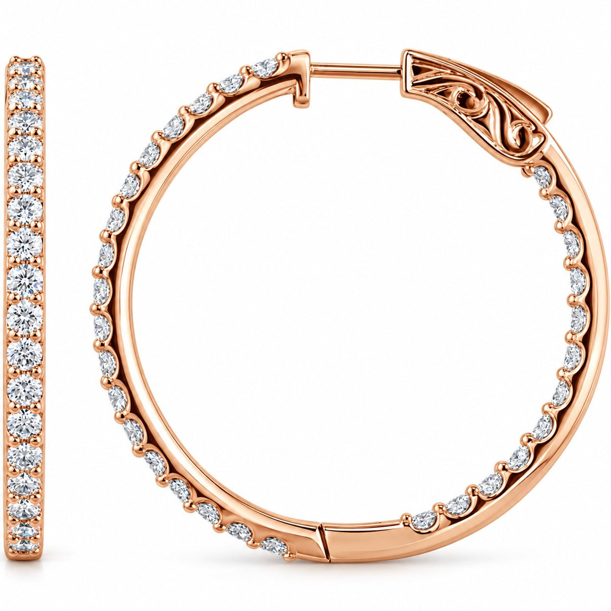 Inside-Outside Hoop Earrings — 14K Rose Gold — 34.5 mm — view 1