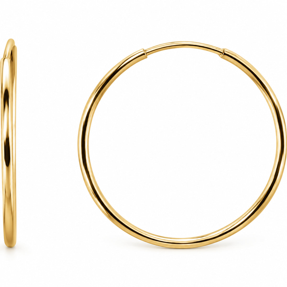 Endless Tube Hoop Earrings — 14K Yellow Gold — 20 mm — view 1