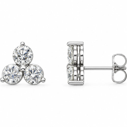 14K Gold 1/4 CTW Lab-Grown Diamond Three-Stone Earrings — 14K White Gold, view 1