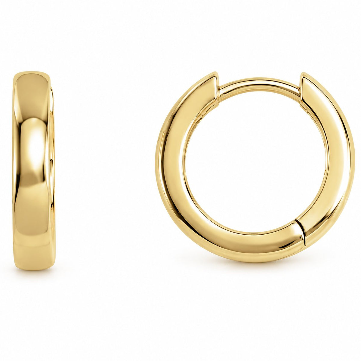 14K Gold 14 mm Hinged Hoop Earrings — 2.75 mm Width — 14K Yellow Gold, view 1
