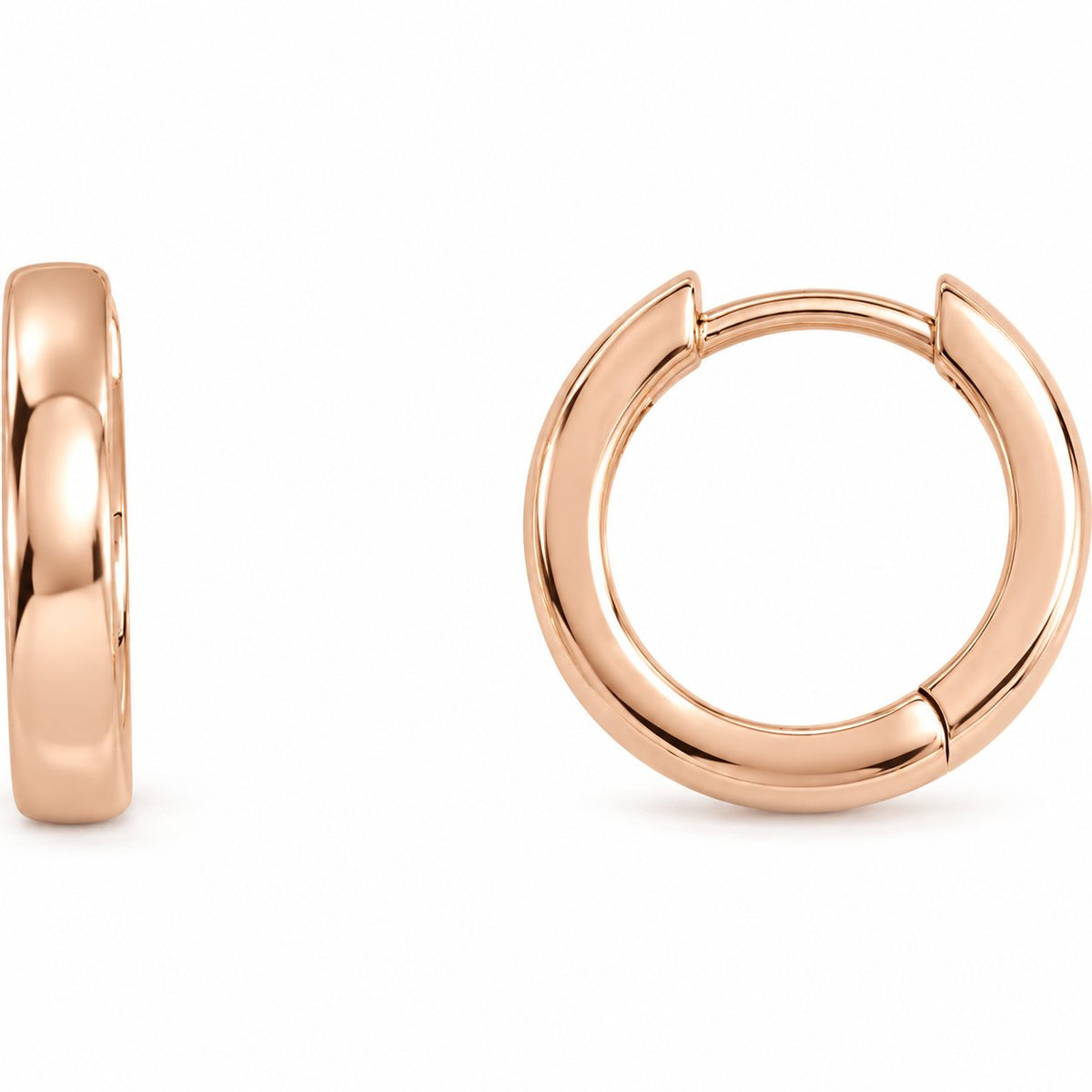 14K Gold 14 mm Hinged Hoop Earrings — 2.75 mm Width — 14K Rose Gold, view 1