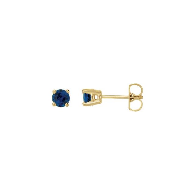 14K Yellow Gold 5 mm Lab-Grown Blue Sapphire Four-Prong Stud Earrings