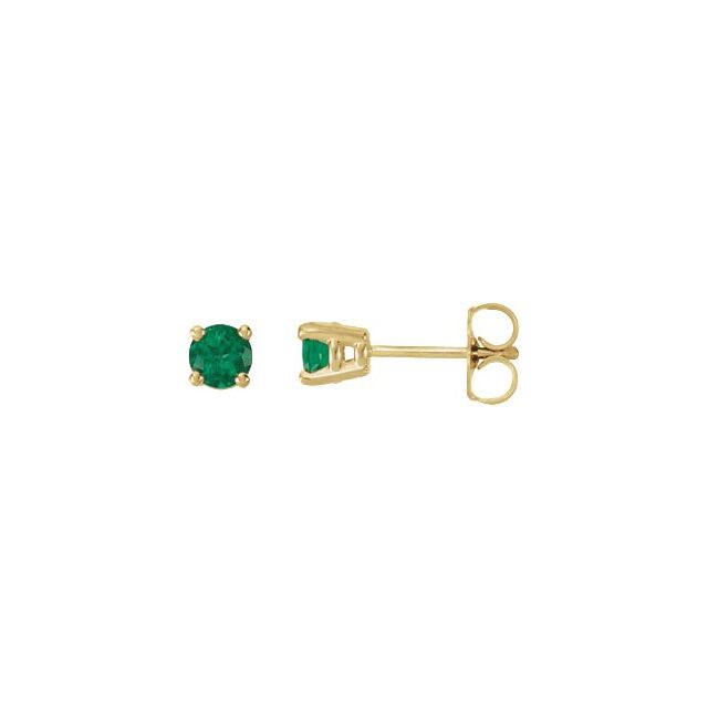 14K Yellow Gold 5 mm Lab-Grown Emerald Four-Prong Stud Earrings