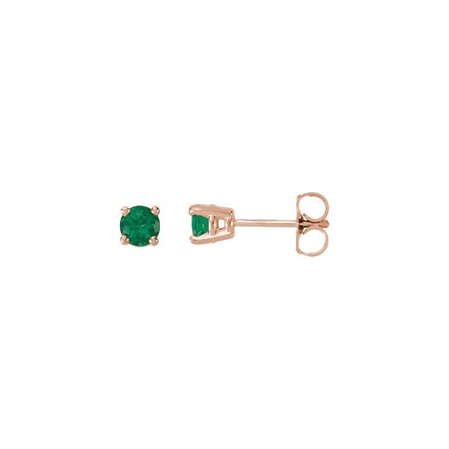 14K Rose Gold 5 mm Lab-Grown Emerald Four-Prong Stud Earrings
